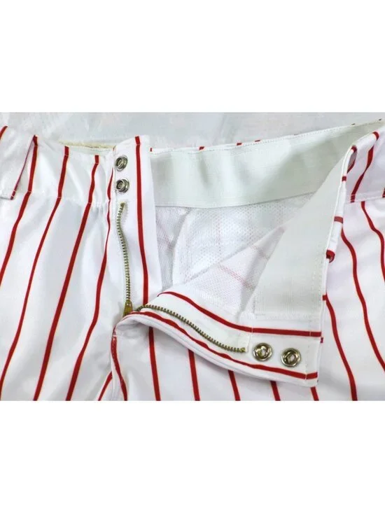 Boombah Mens Baseball Pants White & Red Pinstripe Sz 38 "F" Logo Adjustable Wais - Picture 4 of 13